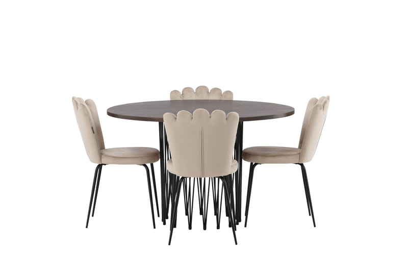 Stone Matgrupp 120 cm Rund med 4 Limhamn stolar - Beige - Products - Möbler - Bord & matgrupp - Matgrupp