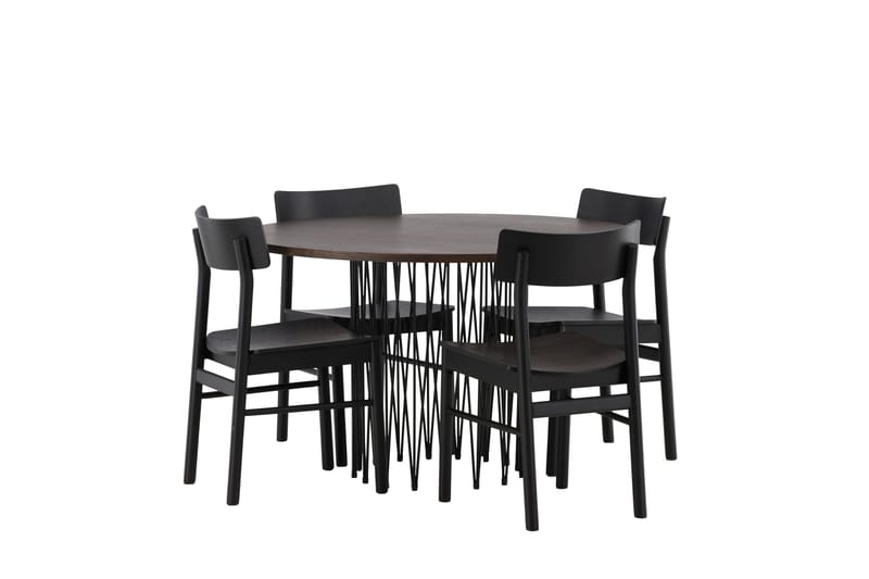 Stone Matgrupp 120 cm Rund med 4 Montros stolar - Svart - Products - Möbler - Bord & matgrupp - Matgrupp