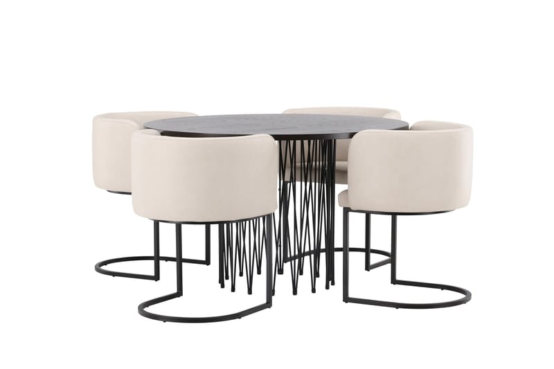Stone Matgrupp 120 cm Rund med 4 Simrishamn stolar - Beige - Products - Möbler - Bord & matgrupp - Matgrupp