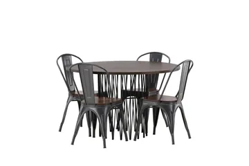 Stone Matgrupp 120 cm Rund med 4 Tempe stolar - Mocca - Products - Möbler - Bord & matgrupp - Matgrupp