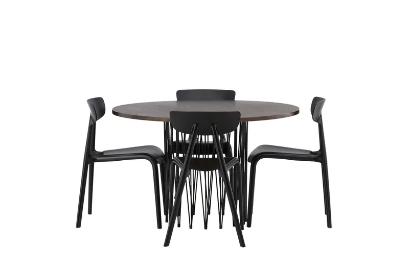 Stone Matgrupp 120 cm Rund med 4 Ursholmen stolar - Svart - Products - Möbler - Bord & matgrupp - Matgrupp