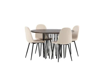 Stone Matgrupp 120 cm Rund med 4 Polar stolar - Beige - Products - Möbler - Bord & matgrupp - Matgrupp