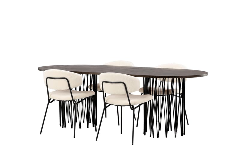 Stone Matgrupp 220 cm Oval med 4 Chico Stolar - Svart - Products - Möbler - Bord & matgrupp - Matgrupp