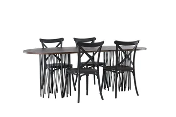 Stone Matgrupp 220 cm Oval med 4 Crosett stolar - Svart - Products - Möbler - Bord & matgrupp - Matgrupp