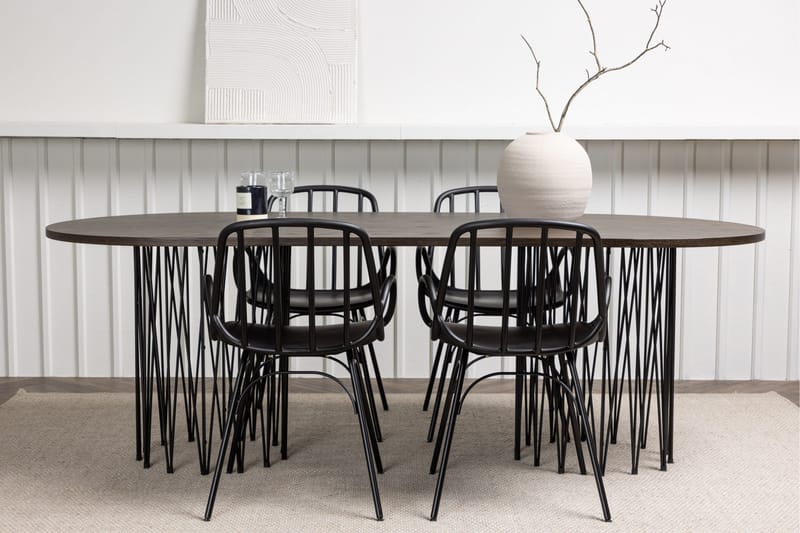 Stone Matgrupp 220 cm Oval med 4 Dyrön stolar - Svart - Products - Möbler - Bord & matgrupp - Matgrupp