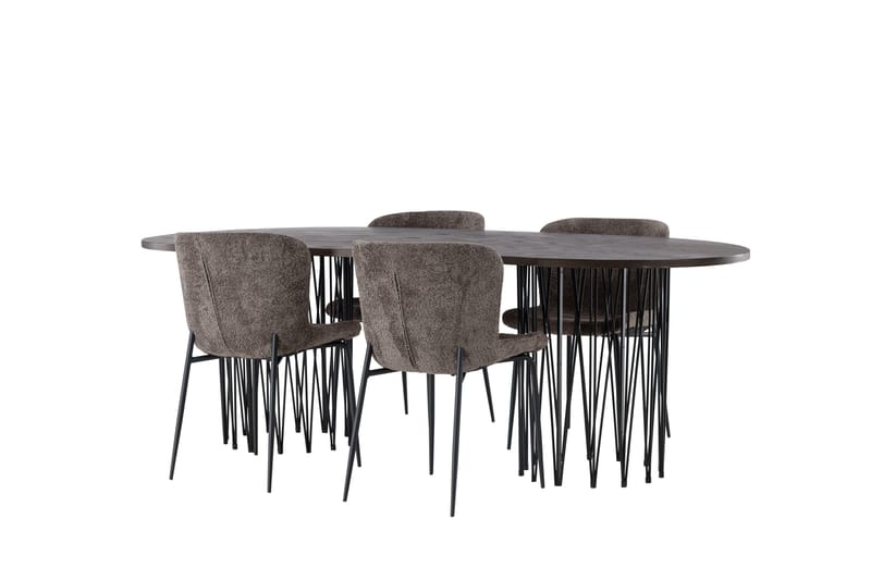 Stone Matgrupp 220 cm Oval med 4 Modesto stolar - Mörkgrå - Products - Möbler - Bord & matgrupp - Matgrupp