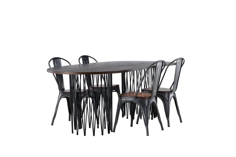 Stone Matgrupp 220 cm Oval med 4 Tempe stolar - Mocca - Products - Möbler - Bord & matgrupp - Matgrupp