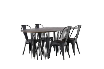 Stone Matgrupp 220 cm Oval med 4 Tempe Stolar - Svart - Products - Möbler - Bord & matgrupp - Matgrupp