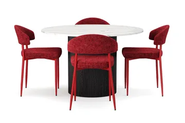 Uppveda Matbord 120 cm Rund med 4 st Jairam Matstolar - Svart/Vit - Products - Möbler - Bord & matgrupp - Matgrupp