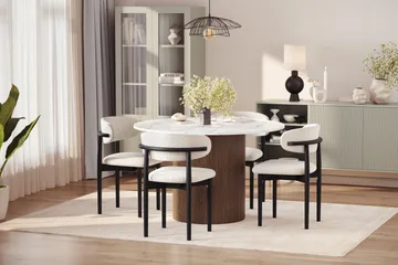 Uppveda Matbord 120 cm Rund med 4 st Jaiveer Matstolar - Brun - Products - Möbler - Bord & matgrupp - Matgrupp