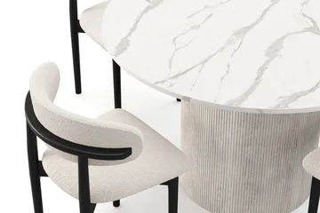 Uppveda Matbord 120 cm Rund med 4 st Jaiveer Matstolar - Vit - Products - Möbler - Bord & matgrupp - Matgrupp