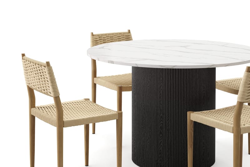 Uppveda Matbord 120 cm Rund med 4 st Jamna Matstolar - Svart/Vit - Products - Möbler - Bord & matgrupp - Matgrupp
