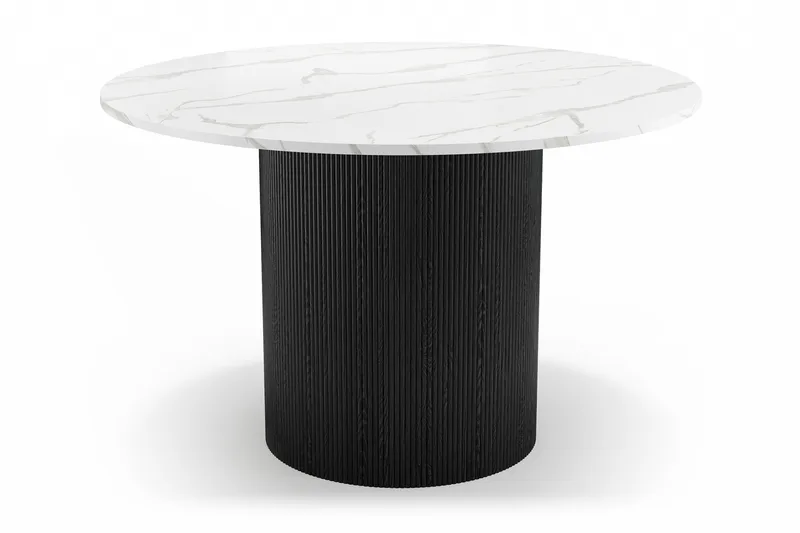 Uppveda Matbord 120 cm Rund, Svart/Vit