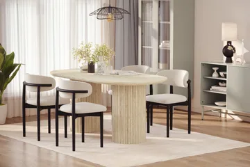 Uppveda Matbord Travetin utseende med 4 st Jaiveer Matstolar - Beige - Products - Möbler - Bord & matgrupp - Matgrupp