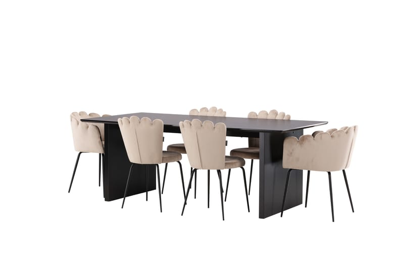 Vail Matgrupp 200 cm Rektangulär med 4 Limhamn stolar - Beige - Products - Möbler - Bord & matgrupp - Matgrupp