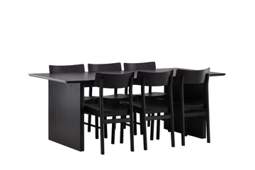 Vail Matgrupp 200 cm Rektangulär med 6 Montros stolar - Svart - Products - Möbler - Bord & matgrupp - Matgrupp
