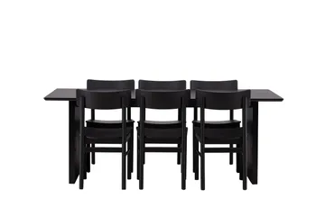 Vail Matgrupp 200 cm Rektangulär med 6 Montros stolar - Svart - Products - Möbler - Bord & matgrupp - Matgrupp