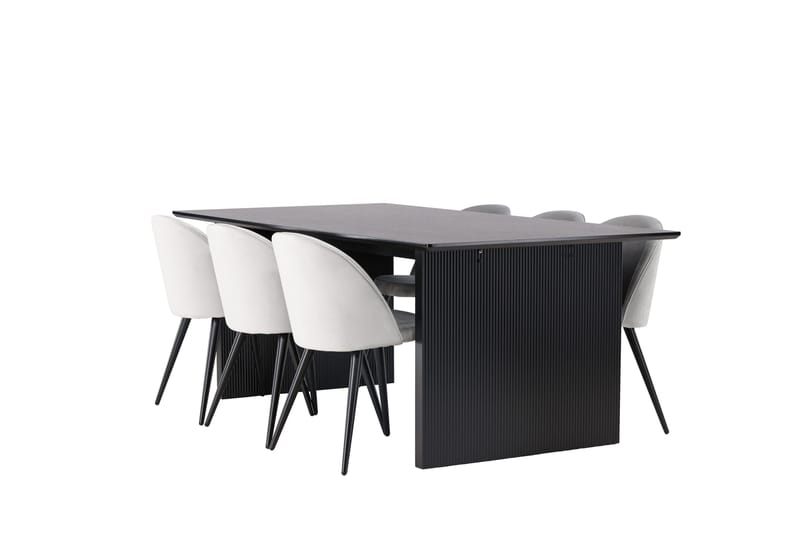 Vail Matgrupp 200 cm Rektangulär med 6 Velvet stolar - Svart - Products - Möbler - Bord & matgrupp - Matgrupp