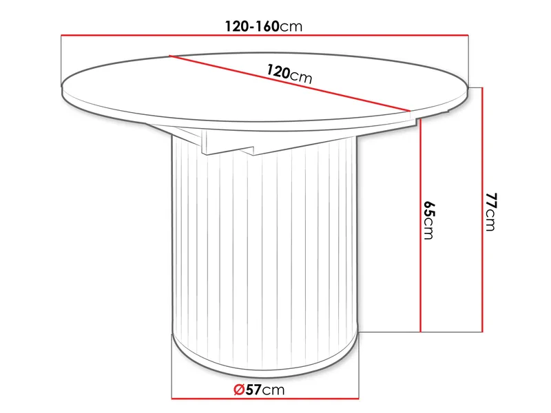 Veyricor Förlängningsbart Matbord 120-160 cm Rund - Svart - Products - Möbler - Bord & matgrupp - Matbord & köksbord