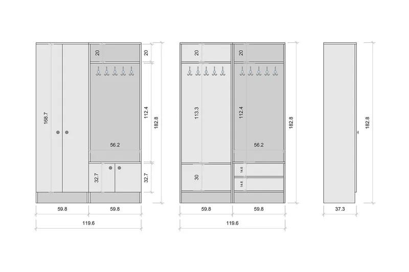 Erickslund Hallmöbelset - Vit - Products - Möbler - Hallmöbler - Möbelset för hall & entre