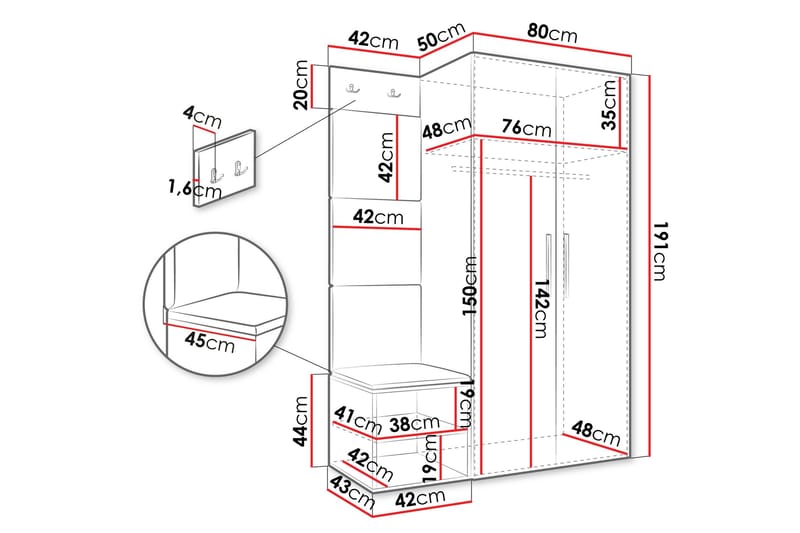 Farosa Hallmöbelset - Brun - Products - Möbler - Hallmöbler - Möbelset för hall & entre