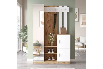 Hialeh Hallmöbelset 38x114 cm - Natur/Vit - Products - Möbler - Hallmöbler - Möbelset för hall & entre