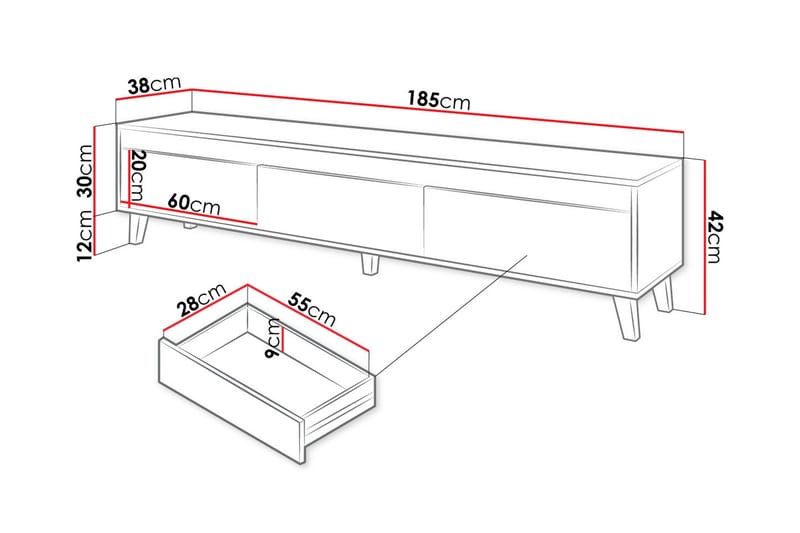 Amshyttan Tv-bänk 185 cm - Brun - Products - Möbler - TV- & Mediamöbler - TV bänk & mediabänk
