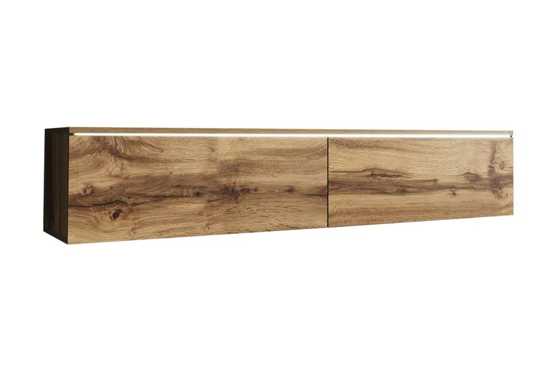 Cuguen TV-bänk 140 cm LED-belysning, Trä/Natur|Vit LED