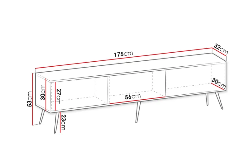 Edson Tv-bänk 175 cm - Svart - Products - Möbler - TV- & Mediamöbler - TV bänk & mediabänk
