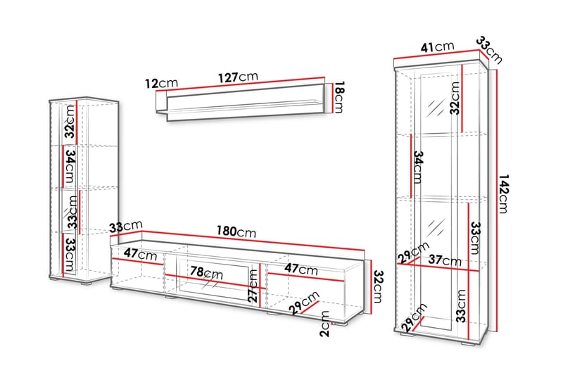 Gamal Tv-möbelset - Grå - Products - Möbler - TV- & Mediamöbler - TV-möbelset