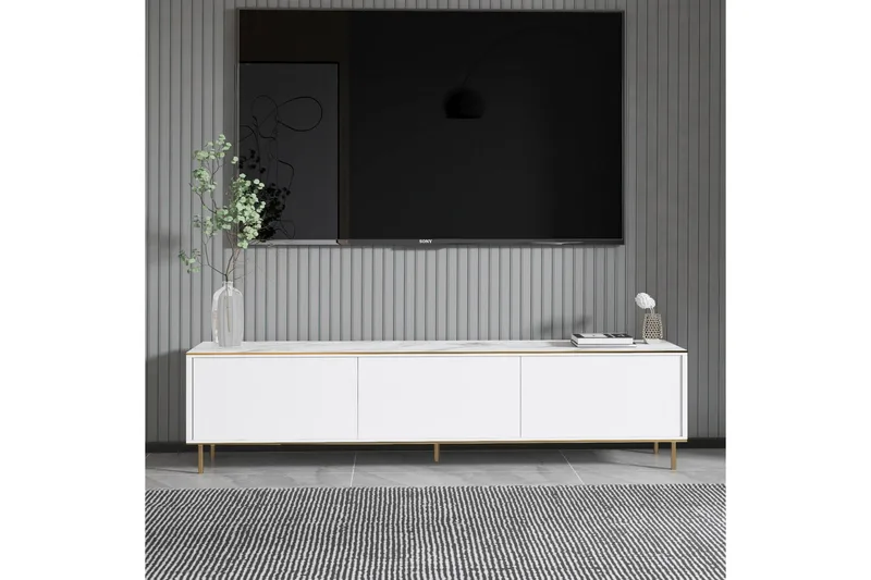 Imaj Tv-bänk 180 cm - Vit marmor/Guld - Products - Möbler - TV- & Mediamöbler - TV bänk & mediabänk