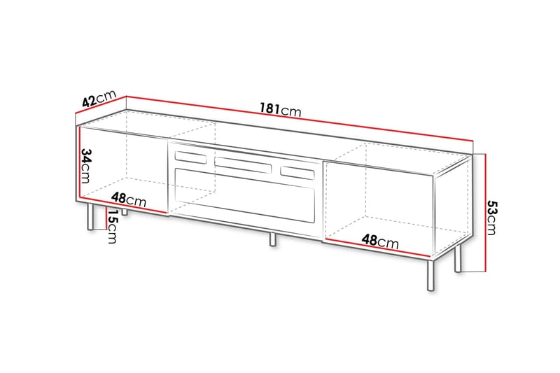 Lionel Tv-bänk 181 cm - Beige - Products - Möbler - TV- & Mediamöbler - TV bänk & mediabänk