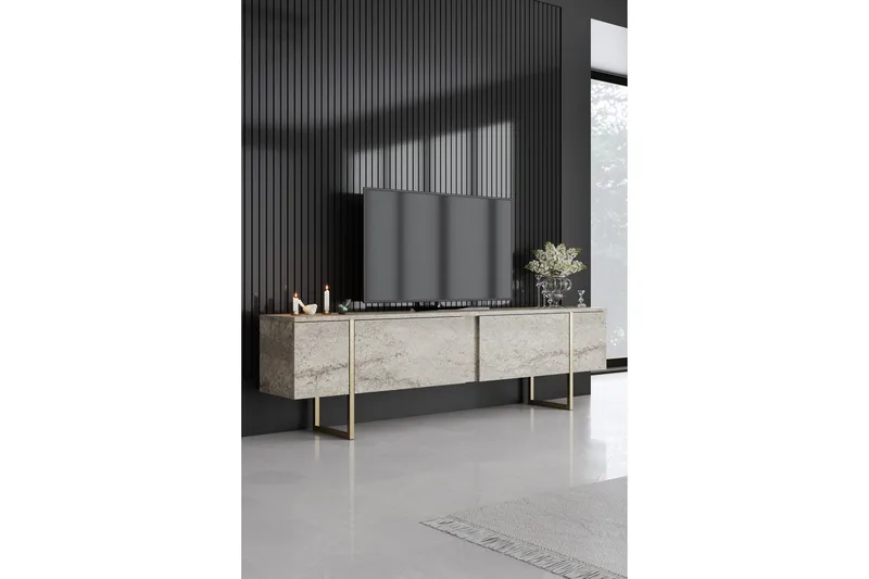 Luxe Tv-bänk 180 cm - Beige/Guld - Products - Möbler - TV- & Mediamöbler - TV bänk & mediabänk