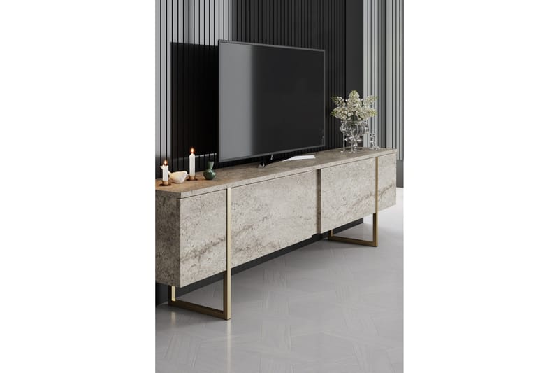 Luxe Tv-bänk 180 cm - Beige/Guld - Products - Möbler - TV- & Mediamöbler - TV bänk & mediabänk
