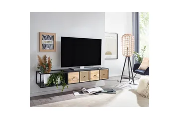 Lowboard Wohnling Metallhängande med 3 lådor i massivt trä Industriell - Products - Möbler - TV- & Mediamöbler - Mediastativ & väggfäste - Tv-stativ & Tv-väggfäste