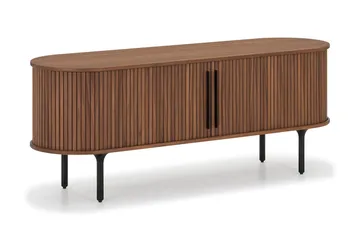 Noira Oval TV bänk Valnöt 150x45 cm Ribbad - Mörkbrunt / Brunt Trä - Products - Möbler - TV- & Mediamöbler - TV bänk & mediabänk