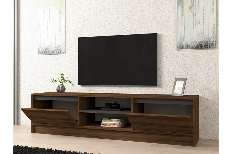 Olca Tv-bänk 180 cm - Valnöt/Antracit - Products - Möbler - TV- & Mediamöbler - TV bänk & mediabänk