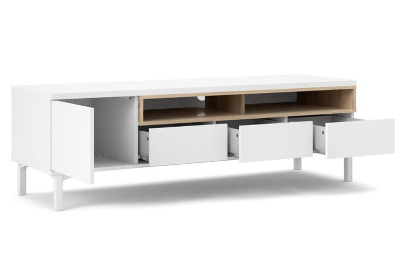 Roomers TV-Bänk 155,7 cm - Vit/Ek - Products - Möbler - TV- & Mediamöbler - TV bänk & mediabänk