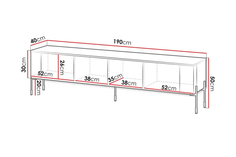 Sherie Tv-bänk 190x40 cm - Beige - Products - Möbler - TV- & Mediamöbler - TV bänk & mediabänk