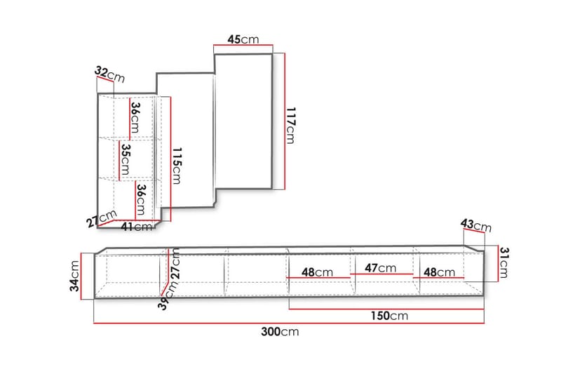 Tessan Tv-möbelset - Svart/Vit - Products - Möbler - TV- & Mediamöbler - TV-möbelset