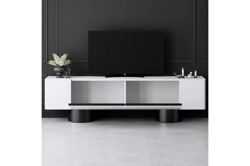 TV-bänk Vit / Svart - Vit / Svart - Products - Möbler - TV- & Mediamöbler - TV bänk & mediabänk