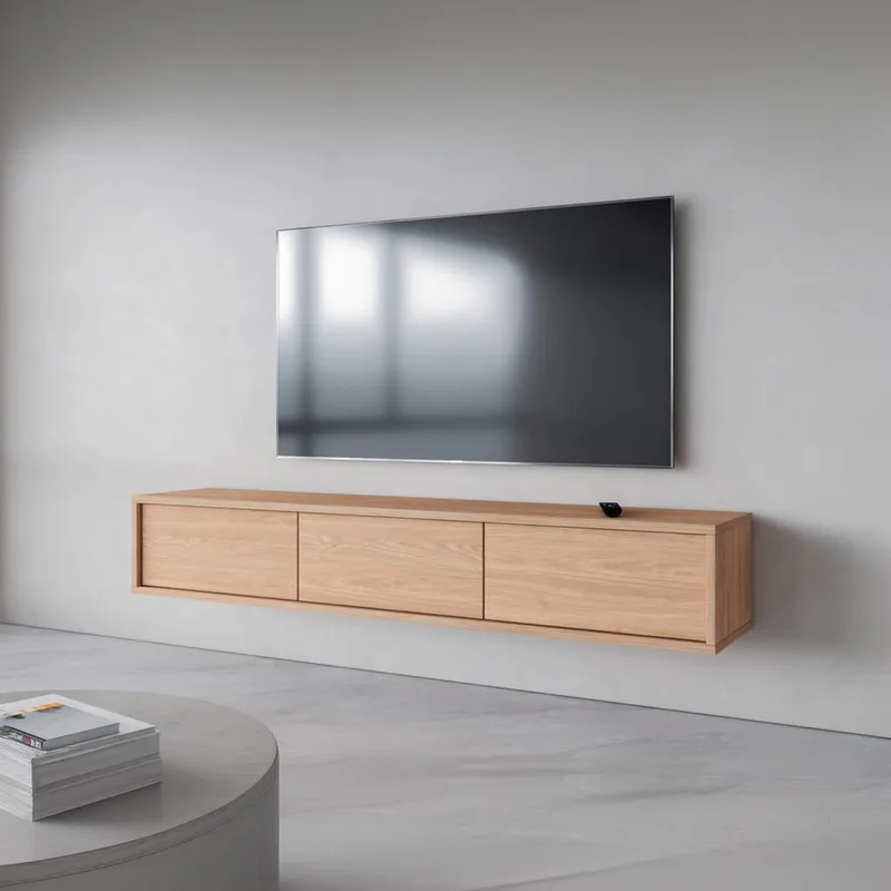 Vägghängd TV-bänk Frida 3 luckor upp - Oljad Ek - Products - Möbler - TV- & Mediamöbler - TV bänk & mediabänk