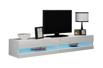 Vasil TV-bänk 180 cm Öppen Hylla - Vit/Vit Högglans - Products - Möbler - TV- & Mediamöbler - TV bänk & mediabänk