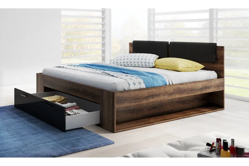 Bovera Sängram 160x200 - Teak/Svart - Products - Möbler - Säng - Säng med förvaring