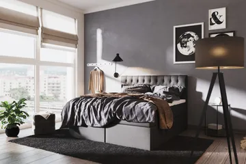 Boxy Box Bed 140x200 cm - Svart/Grå - Products - Möbler - Säng - Säng med förvaring