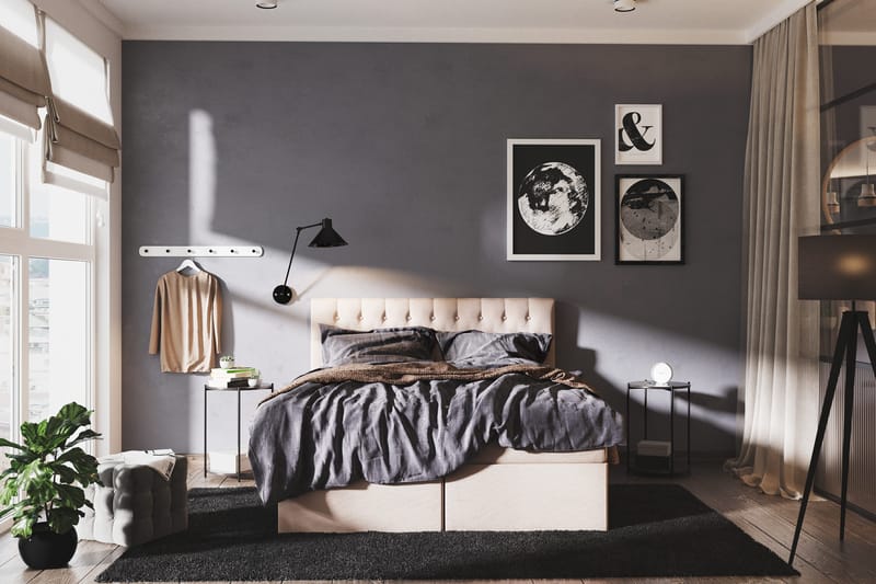 Boxy Box Bed Säng med Förvaring 120x200 cm - Beige - Products - Möbler - Säng - Säng med förvaring