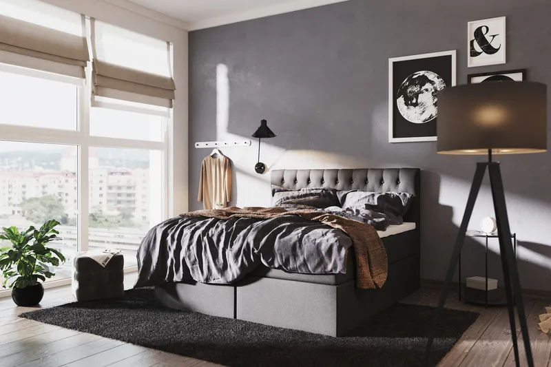 Boxy Komplett Sängpaket Box Bed 160x200 cm - Svart/Grå - Products - Möbler - Säng - Säng med förvaring