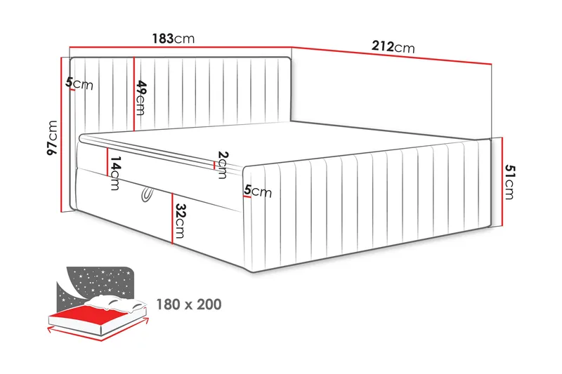 Calrosor Sängpaket Kontinentalsäng med Förvaring 180x200 cm - Beige - Products - Möbler - Säng - Komplett sängpaket