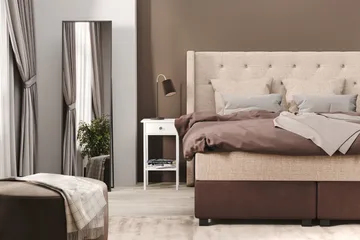 Cuba Sängpaket 160x200 med Två Beiga Kuddar - (+Fler val) Beige/Brun - Products - Möbler - Säng - Kontinentalsäng