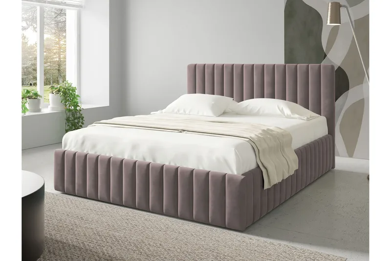 Desio Förvaringssäng 160x200 cm, Rosa